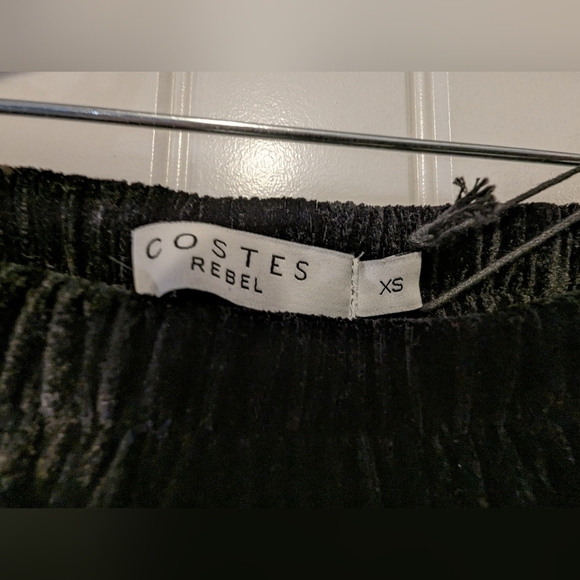 Black Velvet Wide leg Boho pants size XS, by COSTE rebel Europe. New - Picture 7 of 12